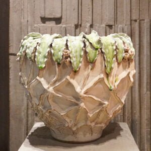 Giant cream with green leaves