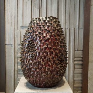 Copperred Reactive Egg Shape Vase