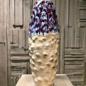 Tall vase with purple effect