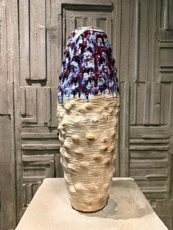 Tall vase with purple effect