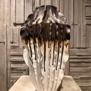 Tall White/Brown pumpkin with gold effect