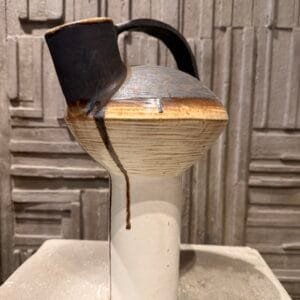 White/Brown pumpkin with gold effect Jar with handle L