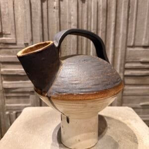 White/Brown pumpkin with gold effect Jar with handle M